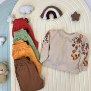 بلوز چاپی گلدار و شلوار دخترانه